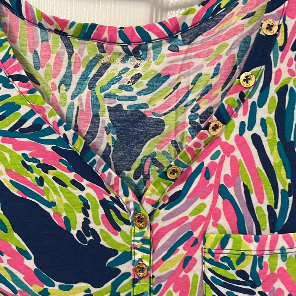 Lilly Pulitzer Palmira Dress Indigo Palm Reader Size Medium - Picture 2 of 8